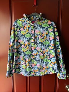 Disney - Lilly Pulitzer Navy Floral Zip-Up Hoodie with Pink Tag